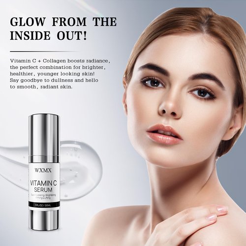 Super Vitamin C Serum for Face: All-in-One Hydrating Anti-Aging Formula by Vitamin C, Hyaluronic Acid, Caffeine-Firming, Lifting, Targets Dark Spots, Wrinkles, Vitamin c face serum, 1 fl oz