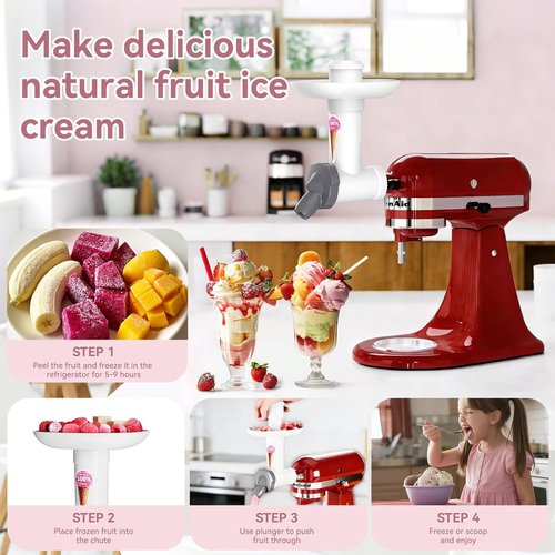 OTOmitra Ice Cream Maker Attachment - Dairy-Free Frozen Dessert Machine for KitchenAid Mixer | Dishwasher Safe
