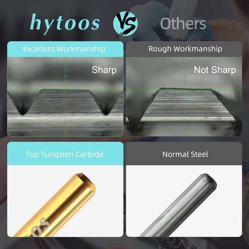 HYTOOS Fine Safety Tapered Nail Drill Bits,Titanium Coating Rounded Top Barrel Carbide Nail Bits, 3/32 Two-way Rotate, Manicure Nails Art Accessories Soft Gel Remover (F, titanium)