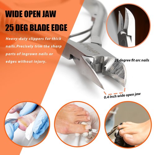 Heavy Duty Podiatrist Toenail Clippers for Thick and Ingrown Nails, Hand Forged Stainless Steel Toe Nail Clippers for Men Women Seniors