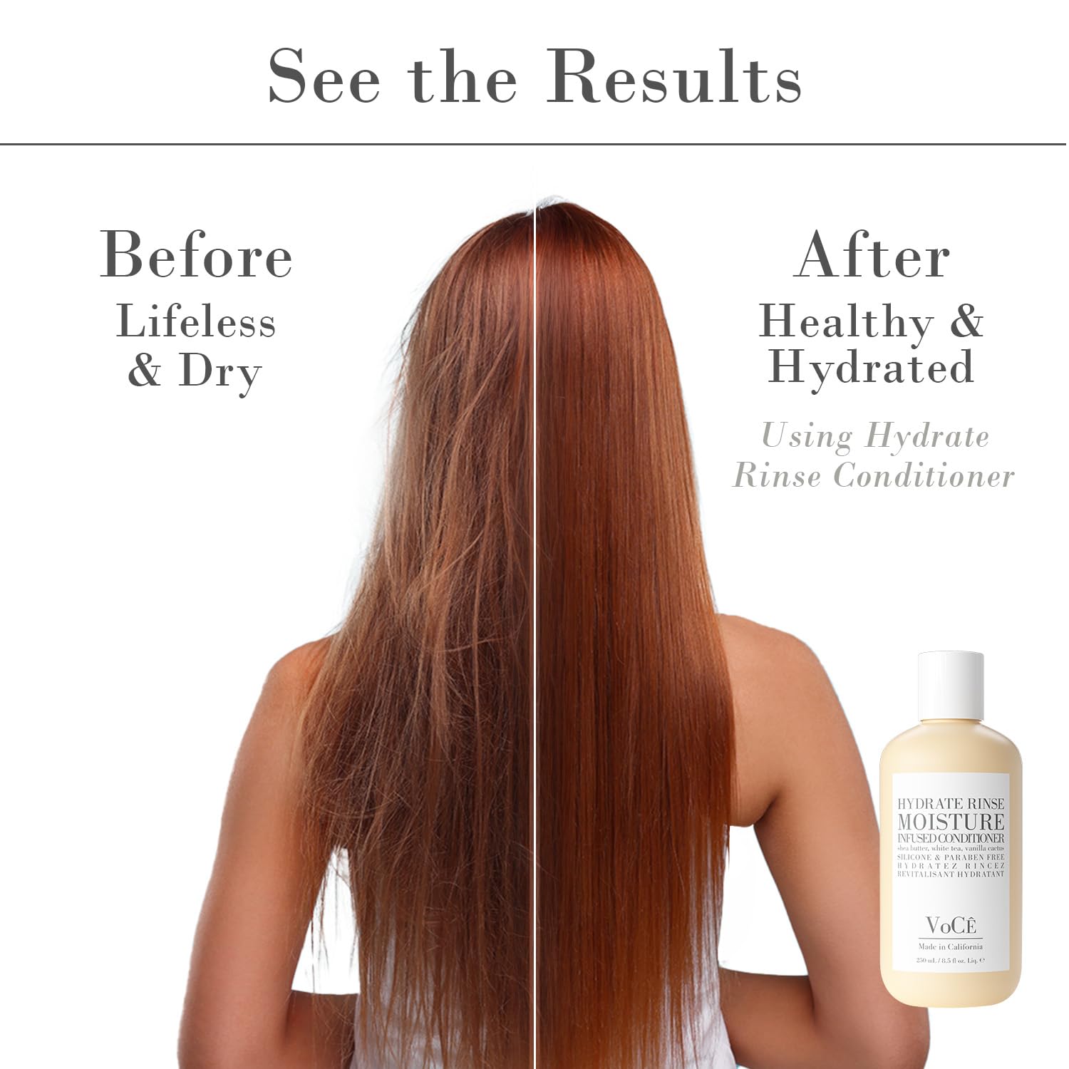 VoCÊ Haircare Natural Hydrating Conditioner - Deep Moisturizing & Anti-Frizz | Vegan Formula with Shea Butter, 8.5 oz
