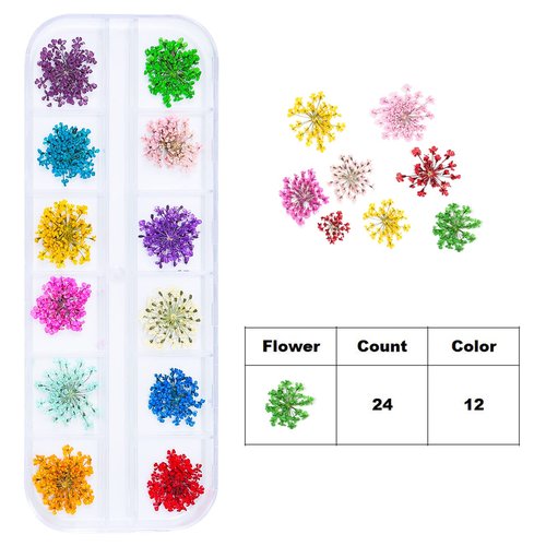 iFancer Dried Flowers for Resin Craft Nail Art Mix Small Mini Dry Flowers (Pack of 6 Boxes, About 260 PCS)