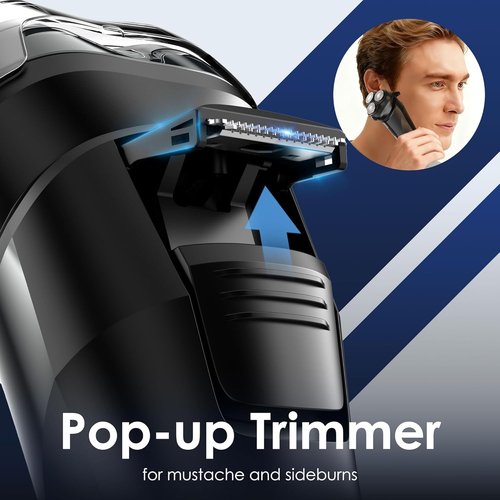 Skiennix Electric Rechargeable Shaver - IPX7 Waterproof Rotary Razor with 4D Floating Head | Travel-Friendly Black