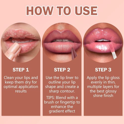 Skiennix Lip Liner & Gloss Lipstick Combo - 2-in-1 Dual-Ended Soft Pink Velvet Matte & Buildable Light Pink Gloss Set for Women, Long-Lasting Shine & Plumping Finish