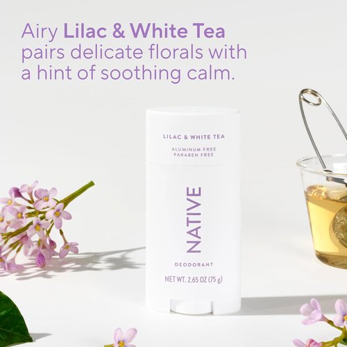 Native Deodorant | Aluminum-Free Odor Control for Men & Women - Lilac & White Tea, 2.65oz