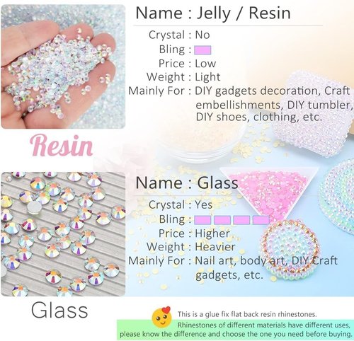 qiipii Light Blue AB Resin Rhinestones w B7000 Jewelry Glue for Bedazzling Crafting 2mm-6mm Flatback Jelly Stones Diamonds Gems Bedazzler Kit Charms for Nails Face Makeup Tumblers Bottles Crafts Shoes