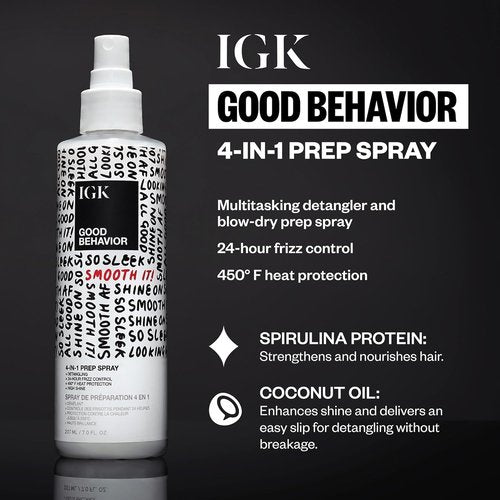 IGK GOOD BEHAVIOR Holiday 2025 Gift Set | Flexible Hairspray, Smoothing Spray & 4-in-1 Prep Spray - Anti-Frizz, Heat Protection & Shine for All Hair Types