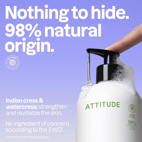 ATTITUDE Liquid Hand Soap - EWG Verified, Vegan & Plant-Based Formula | Pear & Amber, 16 Fl Oz