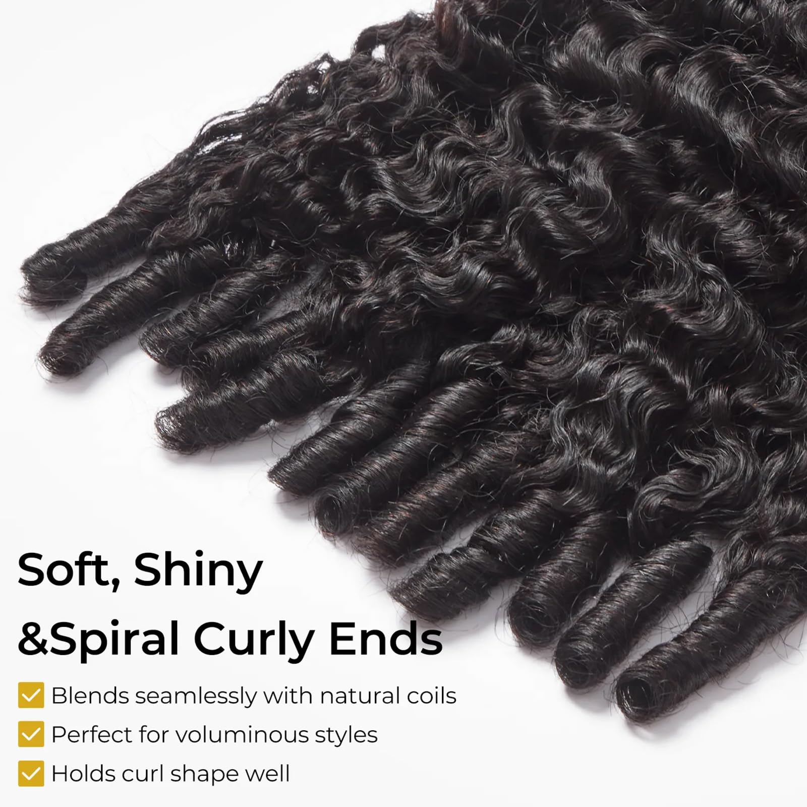 Wequeen 16A Burmese Curly Human Hair Bundles 16 Inch 100% Unprocessed Brazilian Virgin Hair Quick Weave Bundles Human Hair Extensions Real Human Hair, Natural Black