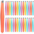 Maitys 30 Pieces Slanted Eyebrow Tweezers Stainless Steel Tip Precision Tweezers Bulk for Women and Men Personal Care Ingrown Hair, Facial Hair and Lash Extension