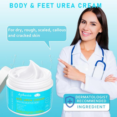 Urea Cream 40% Maximum Strength with Vitamin E & Salicylic Acid - Foot Cream for Winter Dry Cracked Heels - Intense Moisturizer for Hands, Feet & Body - Callus Remover - Lightweight Non-Greasy Formula