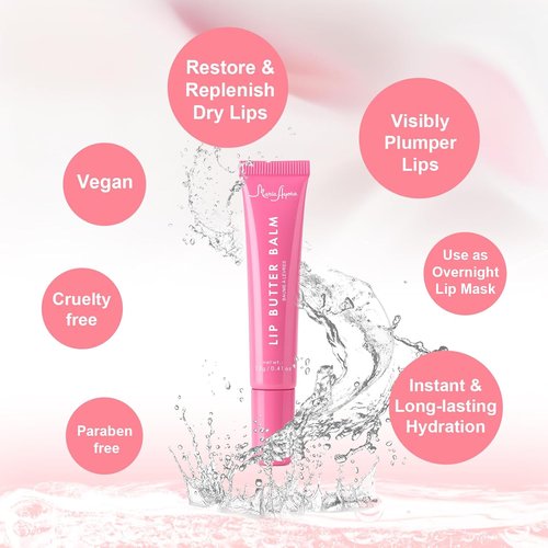 Skiennix Deep Hydrating Lip Butter Balm - Glossy Finish Lip Treatment with Shea Butter & Vitamin E | 2 Pack (Sheer Pink-Unscented)