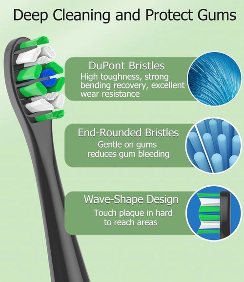 Replacement Toothbrush Heads Compatible with AquaSonic Black Series Vibe Series Elite Series Electric Toothbrush, 12 Count, Black