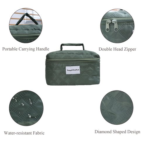 SnuggleNovaPack Water-resistant Cosmetic Bag Set,Multifunctional Travel Toiletry Organizer with 3 Pcs for Makeup, Toiletries and More (Green)