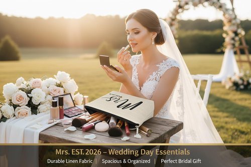 DMZIY Wedding Bridal Shower Gifts for Bride To Be 2026, Bachelorette Party favors Accessories, Future Mrs Makeup Bag, Wife Engagement Gifts for Women, Small Cosmetic Travel Pouch (Mrs 2026)