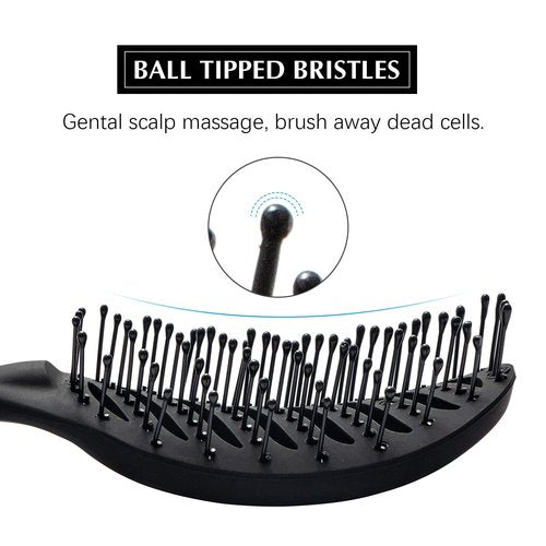 FIXBODY Curved Vent Hair Brush - Detangling & Blow Drying Tool for Short Thick Hair | Unisex, Black