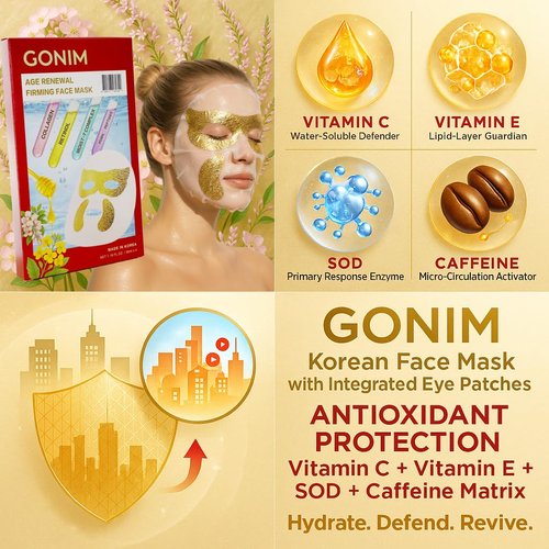 GONIM Eye Patches Eye Mask with Integrated Korean Face Mask-Collagen Peptides,Salmon DNA PDRN, Retinol & Caffeine, Eye Patches for Puffy Eyes and Dark Circles Korean Skin Care Anti Aging 35ml/1.18ozx4