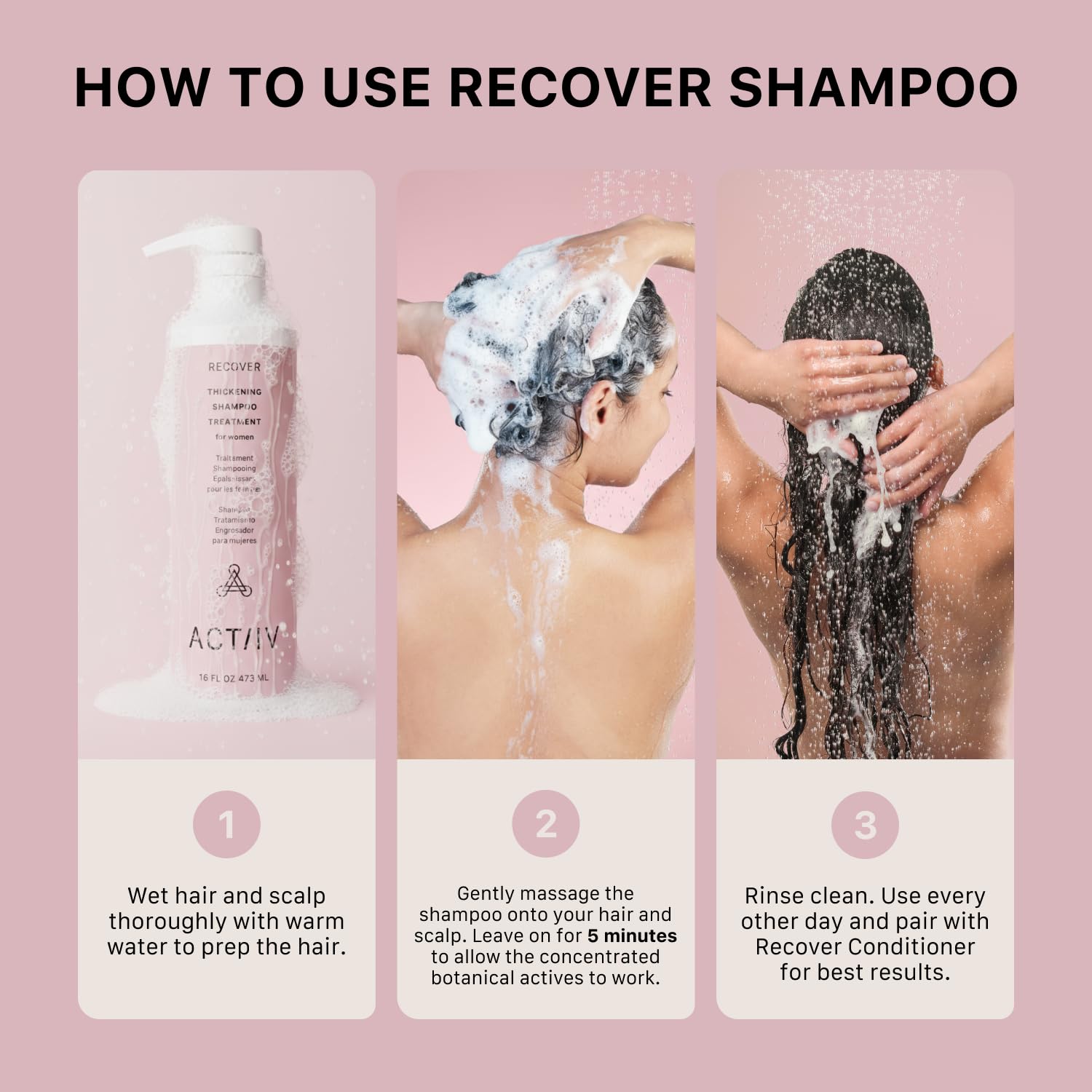 ACTIIV Recover Thickening Shampoo Treatment for Women - Fuller, Healthier-Looking Hair | Vegan, Plant-Based, Color-Safe, All Hair Types