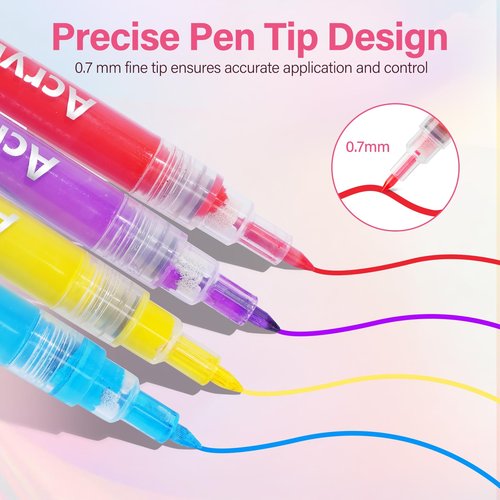 LKE 12 Colors Nail Art Pens Set, 0.7 MM Nail Art Markers for Drawing, Dotting & Liner, Quick Dry Acrylic Paint Pen for Nail Design, Home Salon Manicure DIY Tools (12 Colors Set)