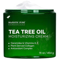 Majestic Pure Tea Tree Oil Moisturizing Cream - Hydrating Body, Foot & Face Lotion - With Ceramides, Vitamins A, E & Vegan Collagen - 16 oz for All Skin Types