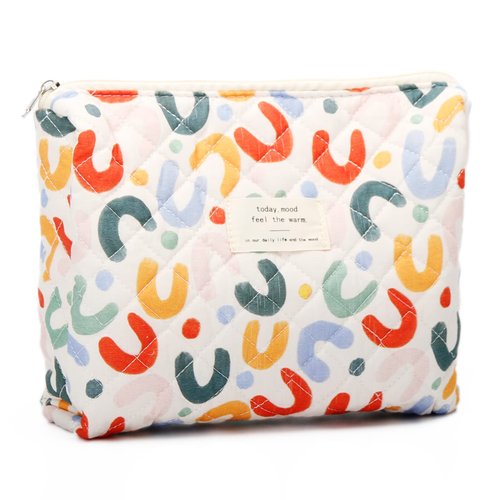 TOPASION Cotton Cosmetic Bag Travel Makeup Pouch Quilted Handbag Purse for Women (UU)