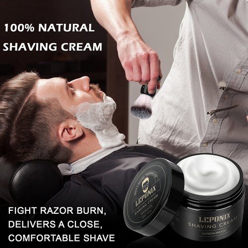 Mens Shaving Kit - Sandalwood Shaving Cream, After Shave Lotion & Pre Shave Oil - Fights Razor Burn, Nicks & Cuts - Luxury Grooming Essentials for Men - Secret Santa Gift Set Stocking Stuffers