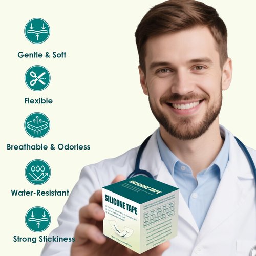 Silicone Scar Tape (1.6"x 120" Roll-3M), Premium Silicone Gel Scar Sheets, Reusable Silicone Patches, Soft Silicone Tape for Surgeries Scars, C-Sections, Wrinkles et