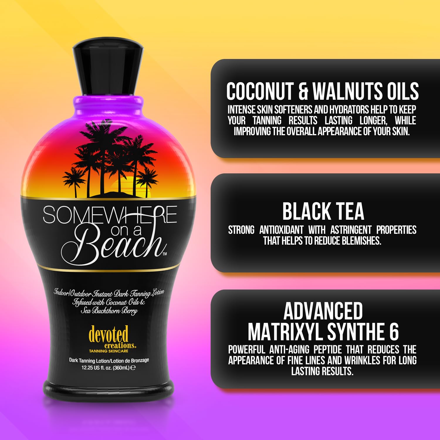 Somewhere on a Beach Instant Dark Tanning Lotion - Indoor/Outdoor Use, 12.25 Ounce