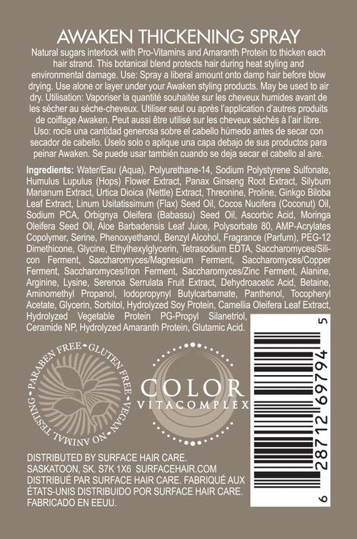 Surface Hair - Awaken Thickening Spray for Pre-Style Conditioning & Protection | 4 Fl. Oz.
