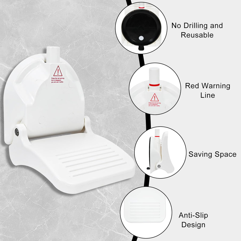 ZMJY Shower Foot Rest, Strong Suction Cup Foldable Foot Stool for Shaving Legs in Shower, No Drill Bathroom Foot Rest with Anti-Slip Surface for Elderly, Pregnancy, Portable for RV Travel