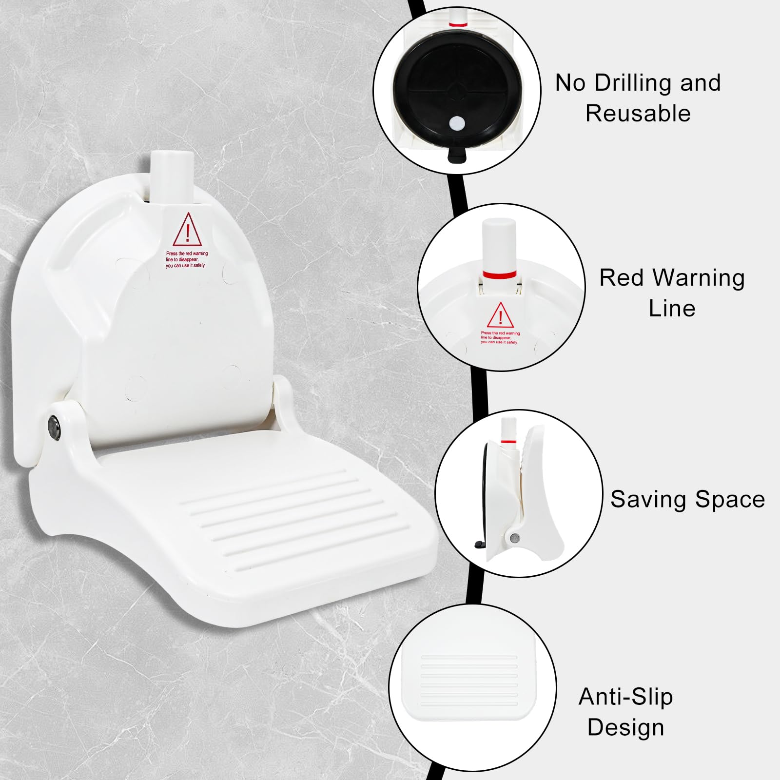 ZMJY Shower Foot Rest, Strong Suction Cup Foldable Foot Stool for Shaving Legs in Shower, No Drill Bathroom Foot Rest with Anti-Slip Surface for Elderly, Pregnancy, Portable for RV Travel