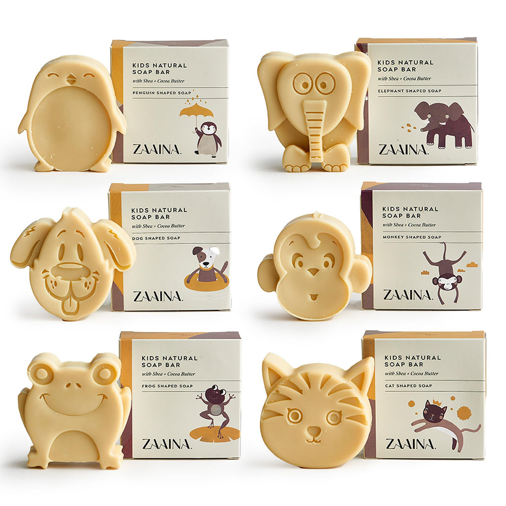 ZAAINA Kids Soap Bar (Set of 6) – Unique Natural Animal Shaped Soaps for Children, Gentle Bath Soap for Sensitive Skin, Kids Body Wash Cleanser, Fun Bath Time Gift for Boys Girls – Handmade in USA