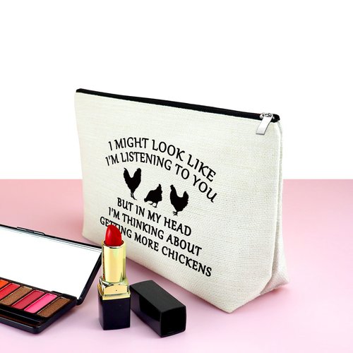 Mxrymvu Chicken Themed Gifts Makeup Bag Chicken Gifts for Women Cosmetic Bag for Girls Daughter Niece Best Friend Farmer Animal Lover Travel Zipper Pouch Graduation Christmas Birthday Present