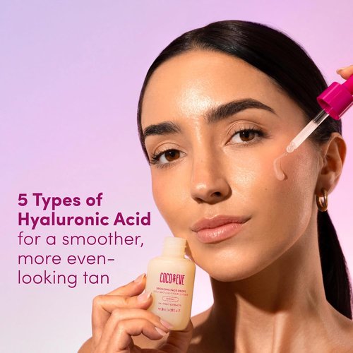 Coco & Eve Self Tanning Drops - Dark Gradual Face Tanner with Hyaluronic Acid for Natural Glow | 1 Fl Oz