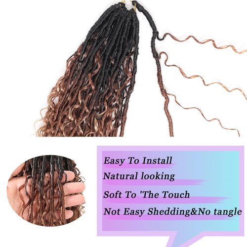 9 Packs Crochet Hair 18Inch Goddess Locs with Curly Ends Long Bohemian River Pre Looped Crochet Hair for Black Women(18inch,1B/30/27)