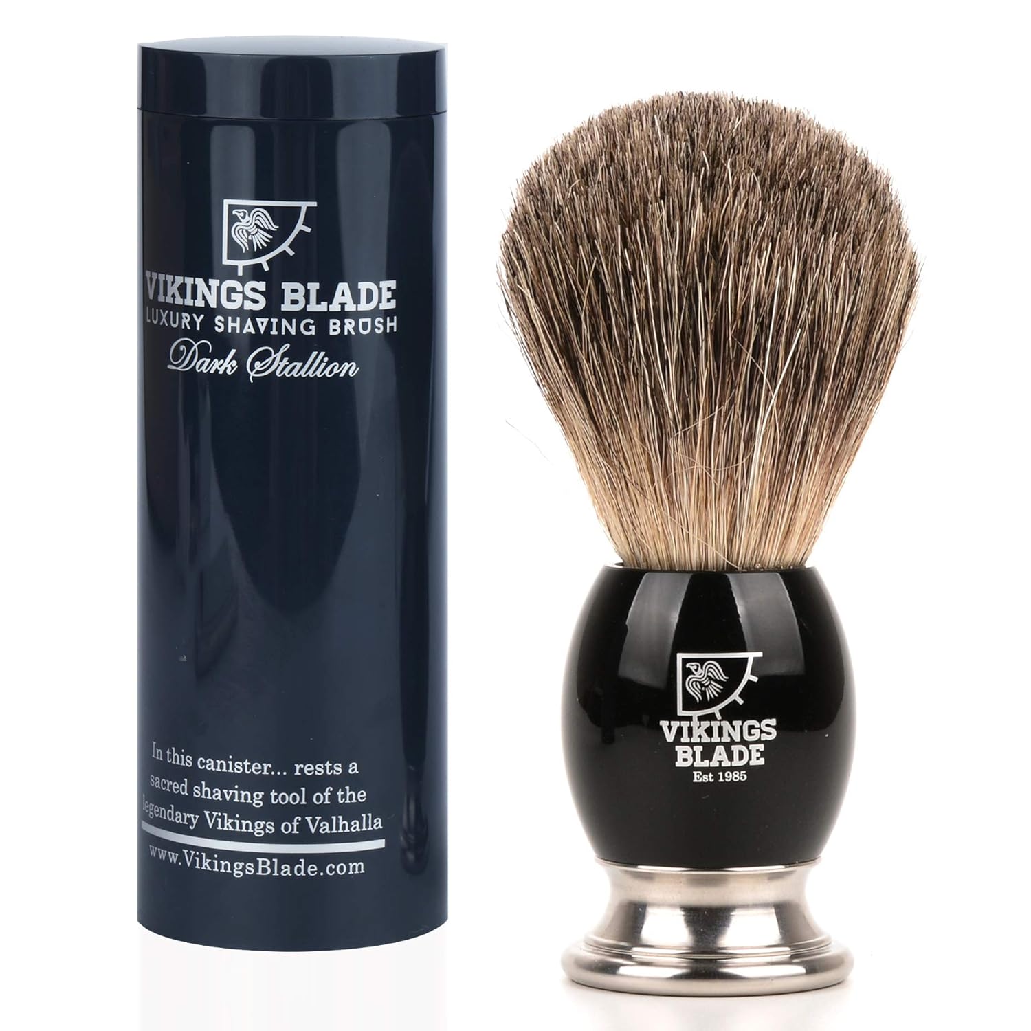 VIKINGS BLADE Luxury Shaving Brush - Ultra Heavy Acrylic & 316L Steel Handle, Dark Stallion Color