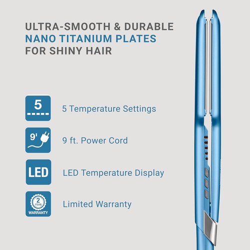 BabylissPRO Nano Titanium Hair Straightener - Ultra-Sleek Flat Iron for All Hair Types