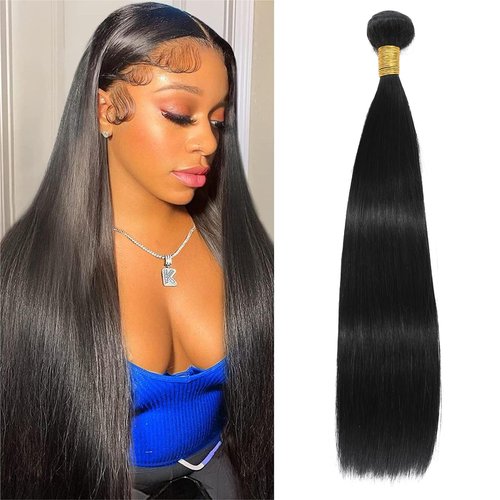 NROOEAY Straight Bundles Human Hair 20 inch 100% Unprocessed Brazilian Straight Hair Bundles 12A Remy Virgin Retain the Intact Cuticle, Long Lifespan