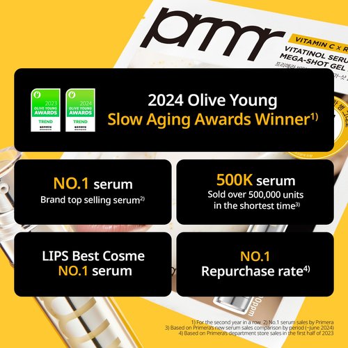 PRIMERA PRMR Retinol Vitamin C Serum for Face | Youth Radiance Vitatinol Serum Skin Booster, Korean Skincare for Anti-aging & Glowing, Moisturizing, Reduces Dark Spots, 0.7 oz (21 g, Pack of 1)