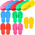 JenPen 60 Pairs Disposable Pedicure Slippers Foam Spa Pedi Flip Flops Bulk Foldable Pedicure Slippers Sandals Shoes for Guest Women Men Salon Spa Hotel Shower Foot Nail Party Supplies(Bright Colors)