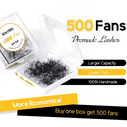 500 Premade Fans Lash Extension 10D 0.05 D Curl Promade Fans 12mm Premade Lash Fans for Eyelash Extension Middle Stem Handmade Loose Pre made Eyelash Fans Volume Soft Pointy Base (10D,0.05-D-12MM)