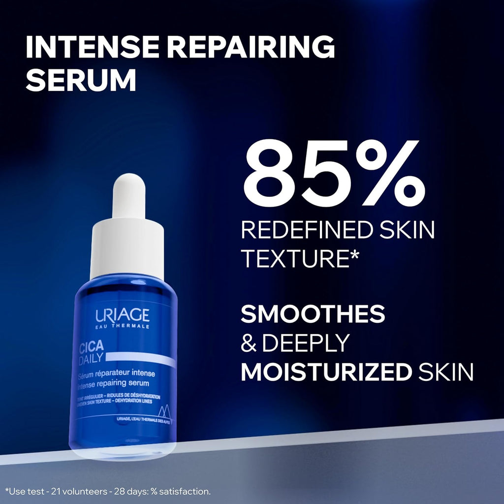 Uriage Cica-Daily Intense Repairing Serum - Boost Skin Repair with Prebiotic & Hyaluronic Acid | Paraben-Free, Non-Comedogenic