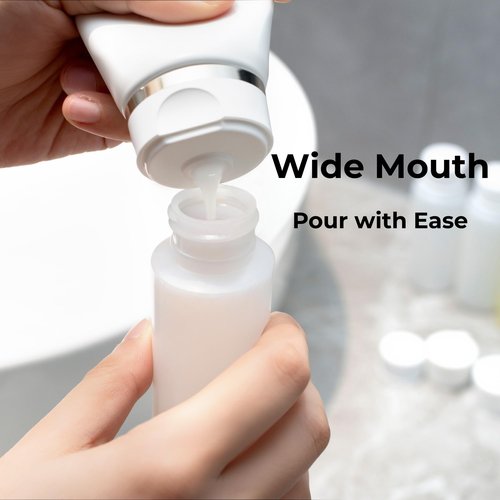 2oz TSA Approved Translucent Squeeze Bottles with Fliptop & Extra Screw Caps, Set of 4, Leak Proof, FDA Compliant. Safe for Premium Costmetic, Shampoo, Conditioner and DIY projects. (HDPE FlipTop)