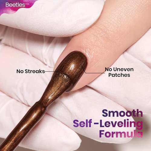 Beetles Pro Brown Gel Polish - Shady Intentions | 20ml Dark Brown Shimmer Nail Polish, Long-Lasting Formula for Professional Manicures