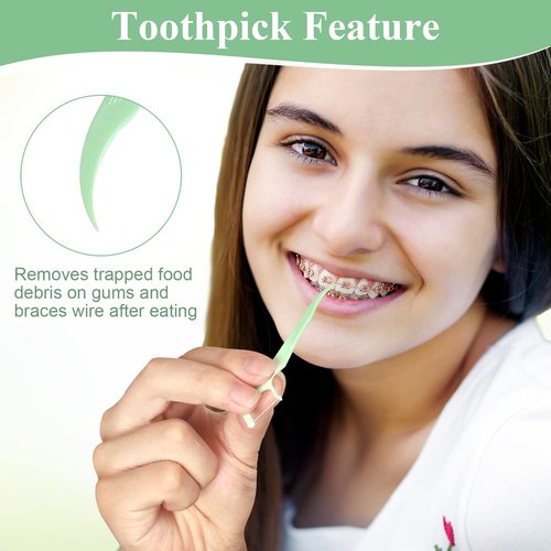 300 Count Orthodontic Flossers for Braces with Floss Dispenser, Brace Flossers for Kids Teeth & Adults, Dental Floss for Braces, Dental Floss Picks, 50 Count Bag (Pack of 6)