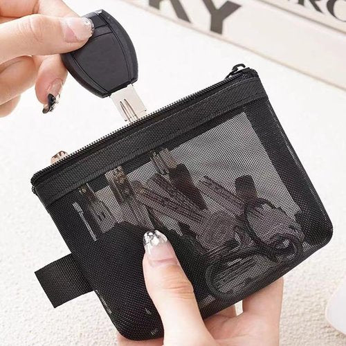 Aswewamt 9 Pcs Mini Zipper Mesh Bags, 4.3" x 3" Small Nylon Key Holder Cosmetic Pouch Portable Travel Makeup Cosmetic Mesh Zipper Bags for Purse Lipstick Earphone Keys Cards