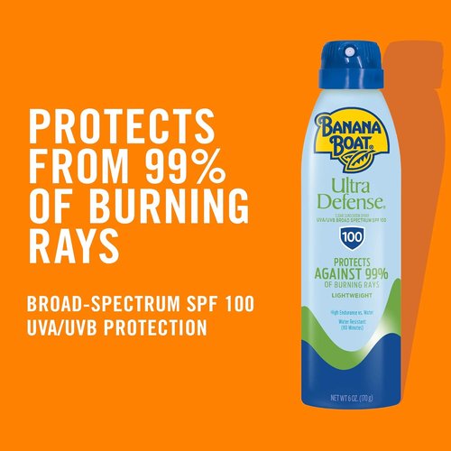 Banana Boat Ultra Defense Clear Sunscreen Spray SPF 100 - Lightweight & Water Resistant, 6oz