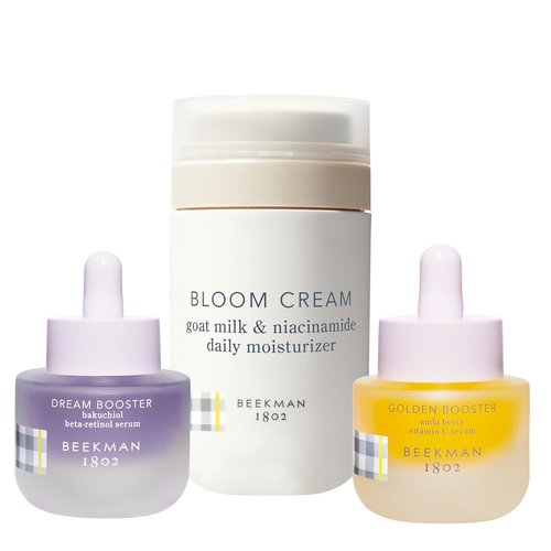 Beekman 1802 Brighten & Firm Skincare Routine - Bloom Cream, Dream Booster & Golden Booster for Sensitive Skin