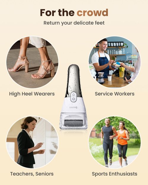 Electric Callus Remover for Feet - 2-Speed Rechargeable Pedicure Kit with 3 Rollers, IPX4 Waterproof Foot Scrubber & Digital Display | Professional Dead Skin & Callus Remover for Women/Men