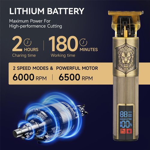 NAYOUN T-Blade Trimmer for Men Professional Hair Clippers Barber Beard Trimme Hair Trimmer with LCD Display T Liners Cordless Zero Gapped Shavers Edgers Clipper for Hair Cutting